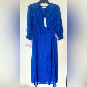 NSR Puff Sleeve Printed Midi Dress